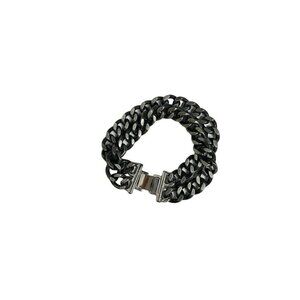 Heavy Vintage Double Strand Gunmetal Big‎ Curb Chain Link Costume Bracelet